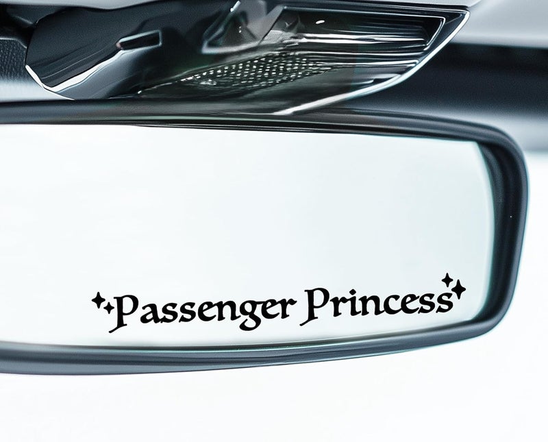CYLDGNS 3 x Car Rear Mirror Vinyl Decal Stickers Decor Cute Car Laptop Sticker Aesthetic Car Positive Affirmation Decal Car Rearview for Women Gift for Her (Black, Passenger Princess) - Image 5